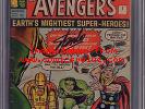 RARE AVENGERS #1 (Sep. 1963) CGC 5.0 WHITE PAGES SS Signed Stan Lee UK Edition