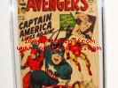 1964 THE AVENGERS #4 COMIC BOOK 1ST CAPTAIN AMERICA SIGNED BY STAN LEE CGC 6.0